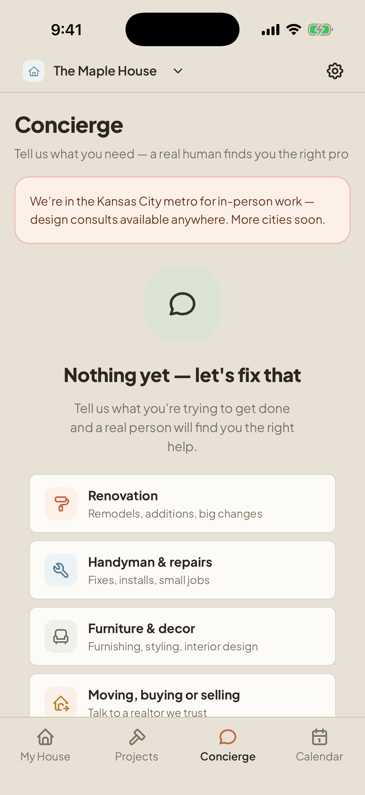 Nestie app: concierge